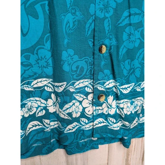 VTG Miami Dolphins Hawaiian Camp‎ Shirt AOP Single Stitch Mens Size Large NFL - Picture 3 of 10